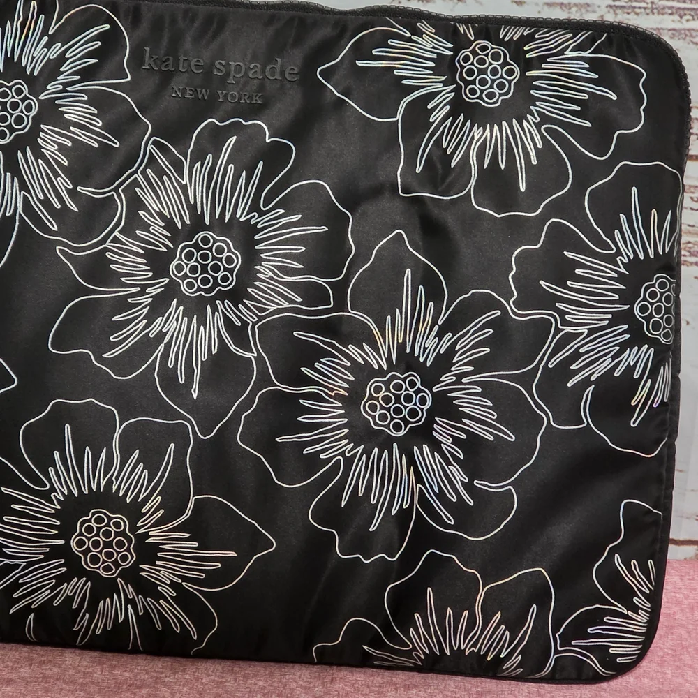 Kate Spade Black and White Floral Laptop Sleeve